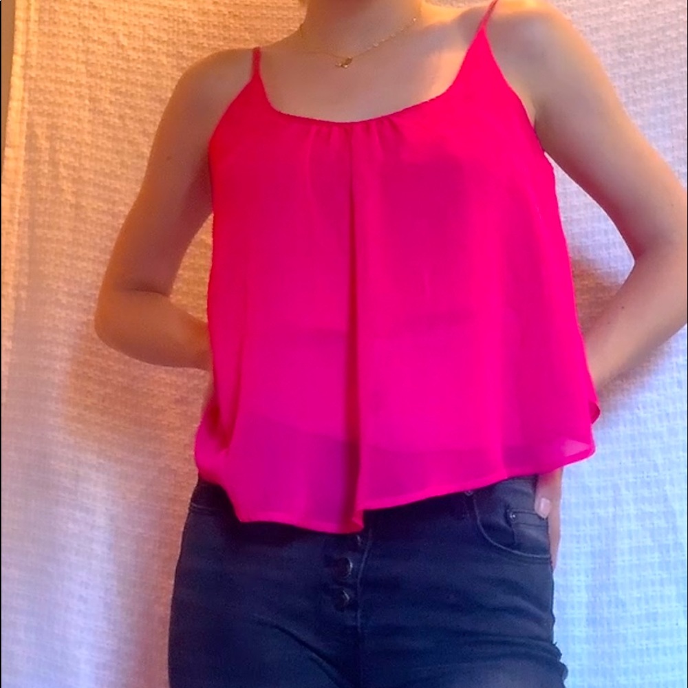 ADORABLE hot pink tank top, flowy, subtly see through